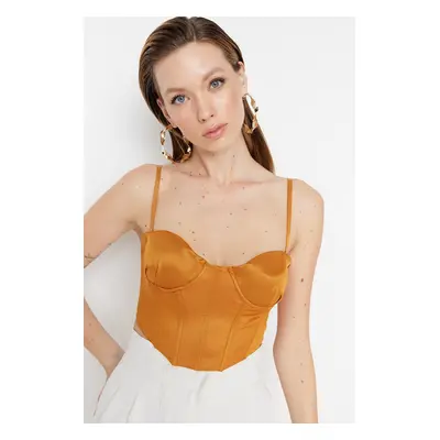 Trendyol Tile Crop Lined Knitted Satin Bustier