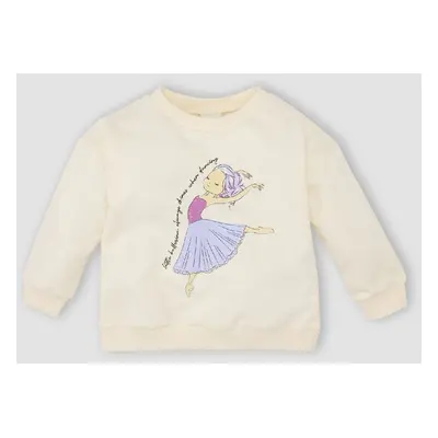 DEFACTO Baby Girl Crew Neck Ballerina Printed Sweatshirt