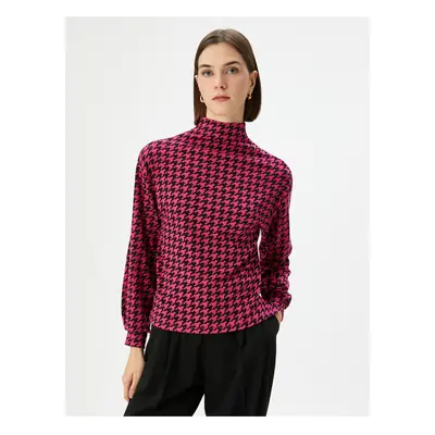 Koton Houndstooth Patterned High Collar Sweater