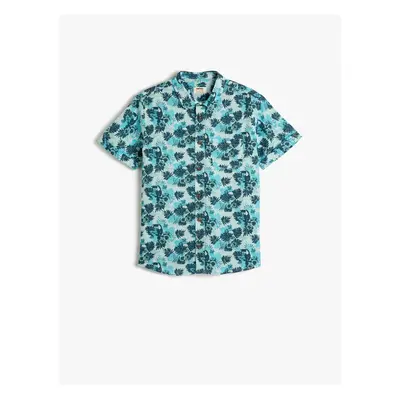 Koton Floral Patterned Short Sleeve Cotton Shirt