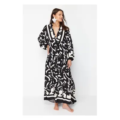 Trendyol Abstract Patterned Wide Fit Maxi Woven Beach Dress