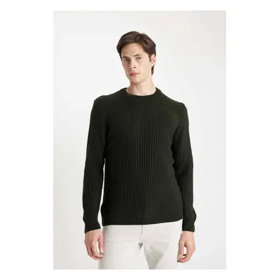 DEFACTO Standard Fit Regular Cut Crew Neck Jacquard Knitwear Sweater