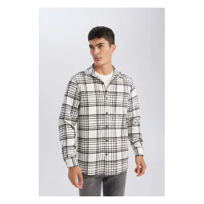 DEFACTO Regular Fit Polo Collar Plaid Lumberjack Flannel Long Sleeve Shirt