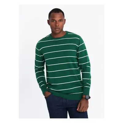 Ombre Men's casual sweater with horizontal stripes - green