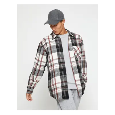 Koton Plaid Lumberjack Shirt Classic Collar Pocket Detailed Long Sleeve