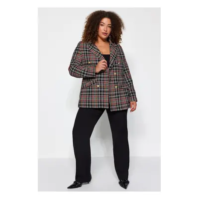 Trendyol Curve Multi Color Plaid Patterned Jacket