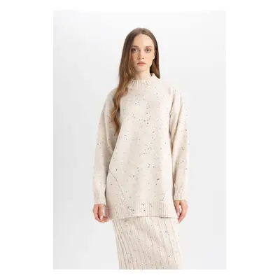 DEFACTO Relax Fit Half Turtleneck Nopel Fabric Sweater Tunic