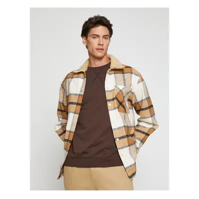 Koton Plaid Lumberjack košilový límec detailní se západkami