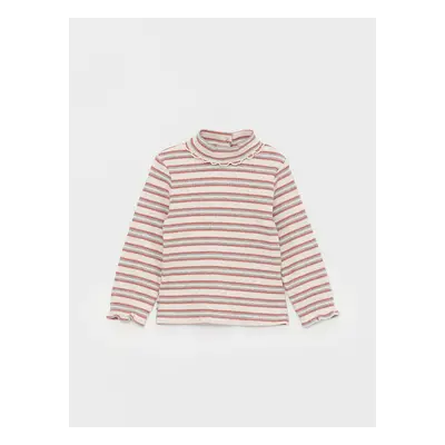 LC Waikiki Half Turtleneck Striped Soft Textured Baby Girl T-Shirt