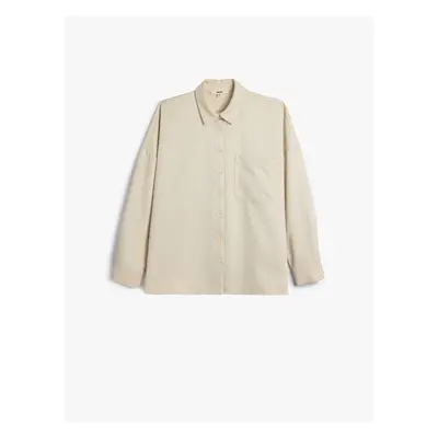 Koton Oversize Shirt Long Sleeve Single Pocket Detail