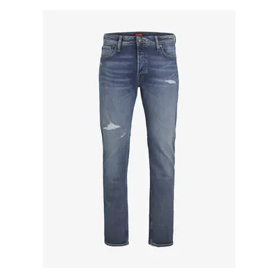 Modré pánské straight fit džíny Jack & Jones Mike - Pánské