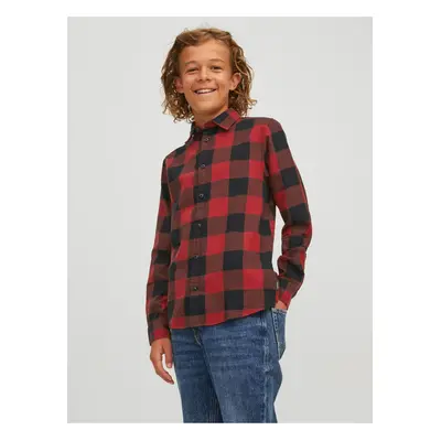 Černo-červená klučičí kostkovaná košile Jack & Jones Gingham - Kluci