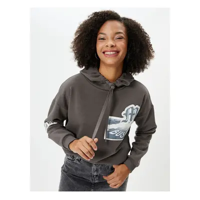 Koton Hooded Sweatshirt with Back and Front Applique Detail