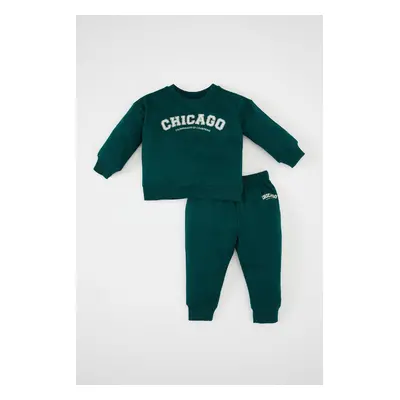 DEFACTO Baby Boy 2-Piece Set Printed Sweatshirt Top Elastic Waist Jogger Tracksuit Bottom