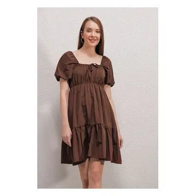 Bigdart Flared Poplin Dress - Brown