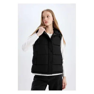 DEFACTO Water Repellent Regular Fit Seasonal Puffer Vest Hooded Zippered Pocket