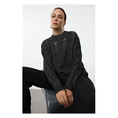 Trendyol Black Cotton Hair Knit Sweater