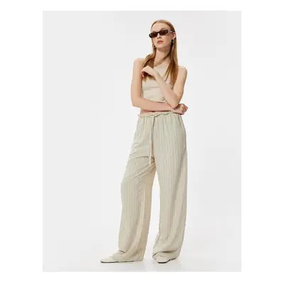 Koton Oversize Trousers with Lace Waist Ruffle Detail and Pockets