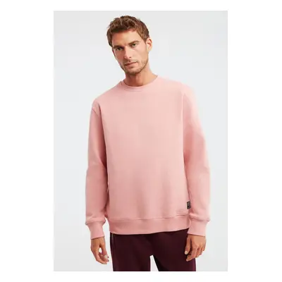 GRIMELANGE Travis Men's Soft Fabric Regular Fit Round Neck Pink Sweatshir