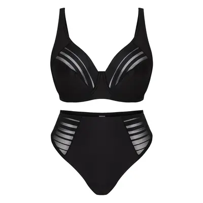 Trendyol Curve Black Striped Underwire Cupless Plus Size Lingerie Sets