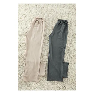 Trendyol Anthracite-Beige 2-Pack Woven Pajama Bottoms