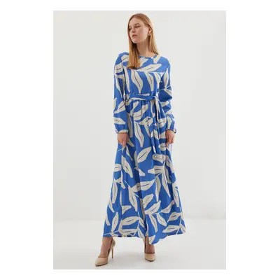 Bigdart Patterned Long Knitted Dress - Blue