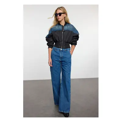 Trendyol Blue Pocket Detailed High Waist Wide Leg Jeans