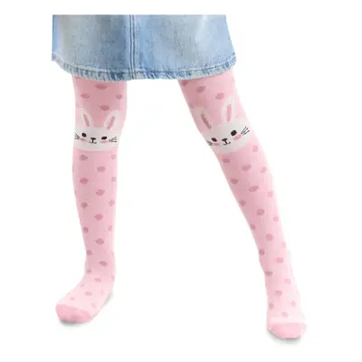 Denokids Rabbit Girl's Polka Dot Thick Pink Pantyhose