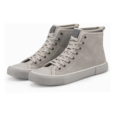 Ombre Men's high boots sneakers with decorative trim - ash