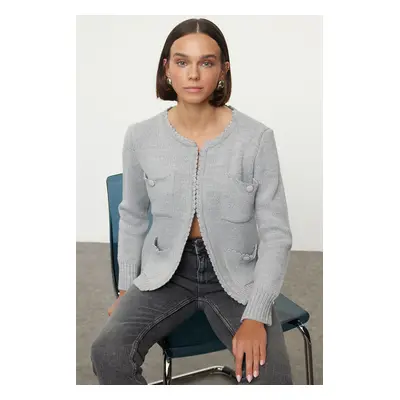 Trendyol Gray Pocket Detailed Knitwear Cardigan