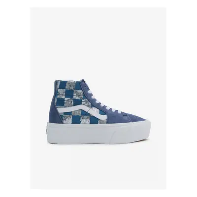 Modré dámské kotníkové tenisky se semišovými detaily VANS SK8-Hi - Dámské