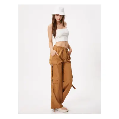 Koton Cargo Trousers Wide Leg Relaxed Fit Multiple Side Pockets