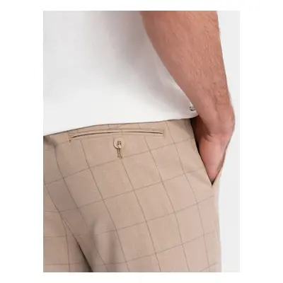 Ombre Men's classic cut pants in fine check - sand