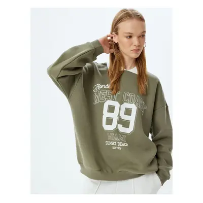 Koton Polo Collar Sweatshirt Oversize Slogan Printed Raised