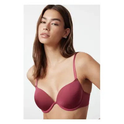 Trendyol Extra Push-Up Tshirt Bra Knitted Bra with Dusty Rose Rope Strap