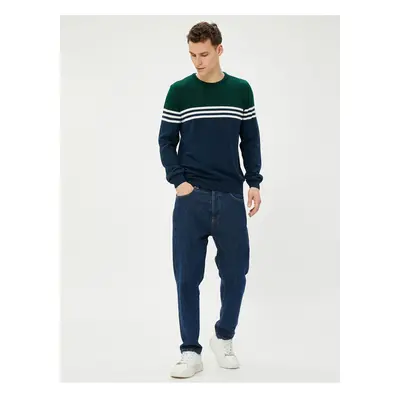 Koton Knitwear Sweater Color Blocked Crew Neck