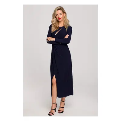 Makover Woman's Dress K139 Navy Blue