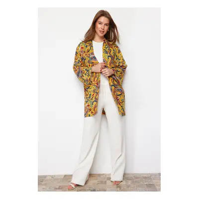 Trendyol žluté kimono a kaftan s paisley vzorem z viskózy