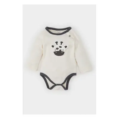 DEFACTO Baby Boy Newborn Giraffe Embroidered Long Sleeve Snap Bodysuit