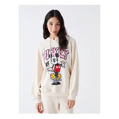 LC Waikiki Mickey Mouse Printed Long Sleeve Oversize Women's Hoodie