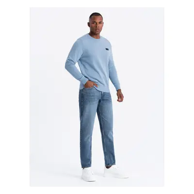 Ombre Men's non-stretch sweatshirt with metal pin - blue