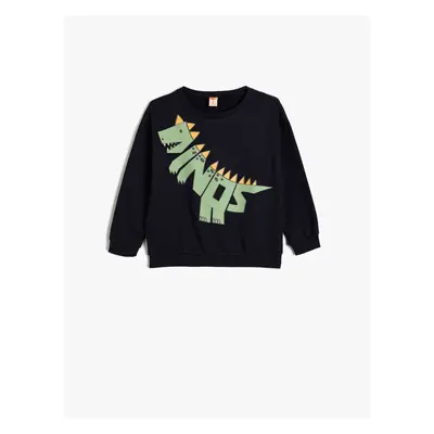 Koton Dinosaur Sweatshirt Long Sleeve Crew Neck Raised Cotton