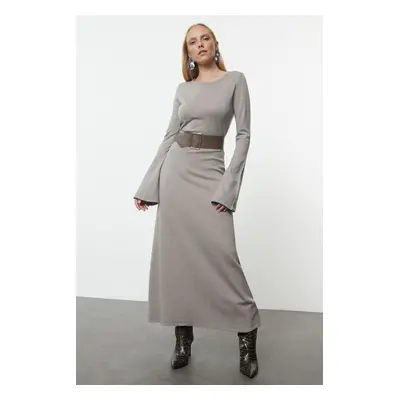 Trendyol Black Midi Knitwear Belted Dress