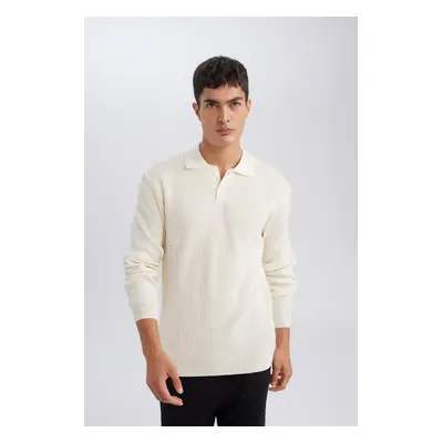 DEFACTO Standard Fit Polo Collar Buttoned Knit Sweater