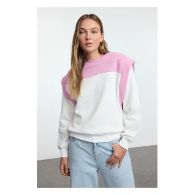 Trendyol Pink Thick Inside Fleece Regular/Normal Fit Color Blocked Knitted Sweatshirt