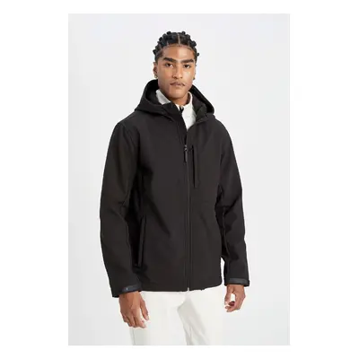 DEFACTO Fit Water Repellent Hooded Softshell Jacket Zippered