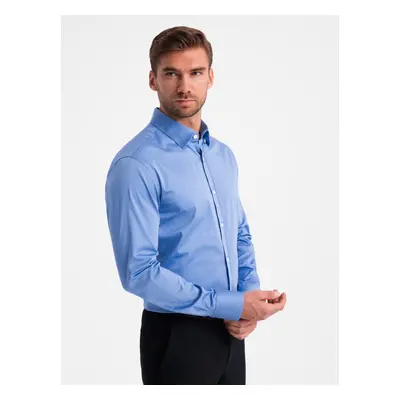 Ombre Classic men's SLIM FIT satin fabric shirt - blue