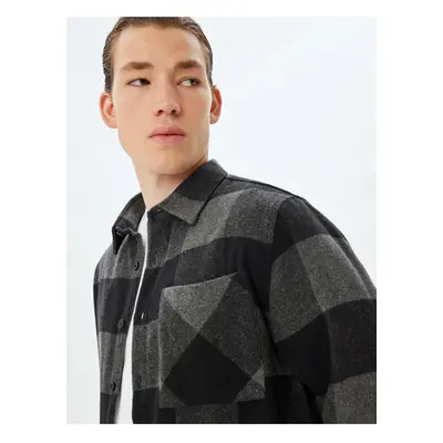 Koton Lumberjack Shirt Long Sleeve Winter Pocket Detail