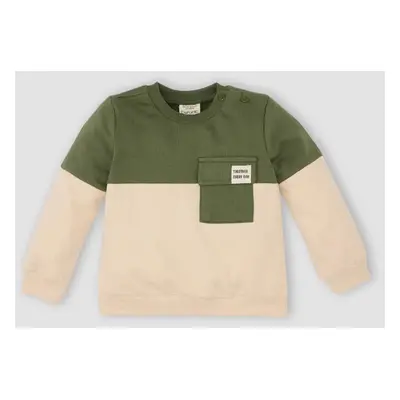 DEFACTO Baby Boy Crew Neck Color Block Soft Furry Sweatshirt