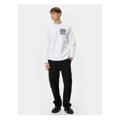 Koton Crew Neck Sweatshirt Abstract Printed Long Sleeve Ribbed